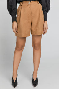 Taupe Faux Leather Bermuda Shorts