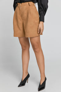 Taupe Faux Leather Bermuda Shorts
