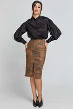 Load image into Gallery viewer, Camel Patchwork Pencil Skirt