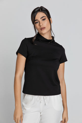 Short Sleeve Black Top in Black