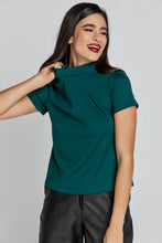 Load image into Gallery viewer, Short Sleeve Dark Green Top By Conquista