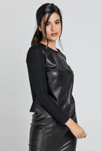 Load image into Gallery viewer, Black Top with Faux Leather Front