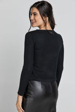 Load image into Gallery viewer, Black Top with Faux Leather Front