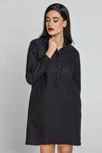 Load image into Gallery viewer, Black Denim Shirt Dress