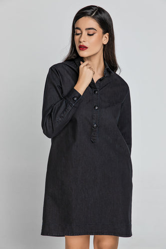 Black Denim Shirt Dress