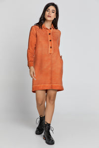 Tencel Orange Shirt Dress