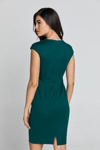 Fitted Emerald Dress with Cap Sleeves
