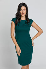 Load image into Gallery viewer, Fitted Emerald Dress with Cap Sleeves