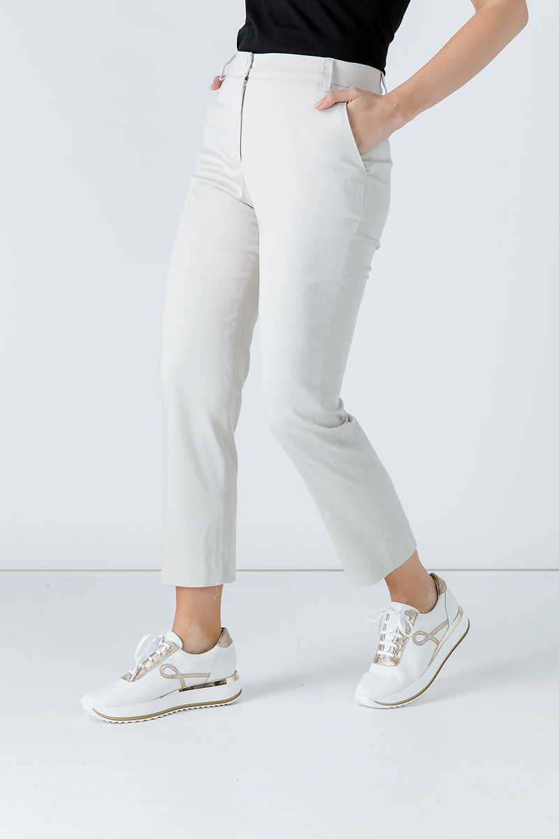 Sand Colour Fitted Stretch Pants