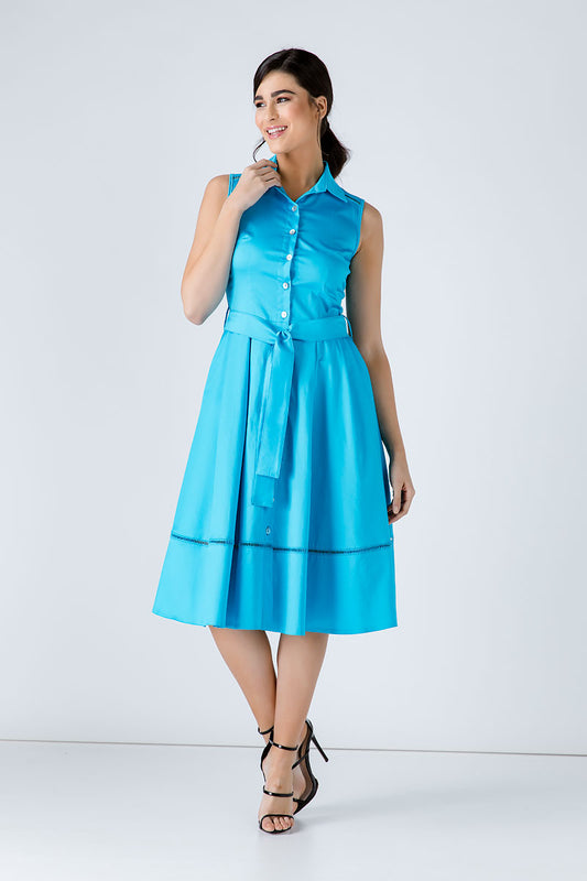 Turquoise Button Detail Dress