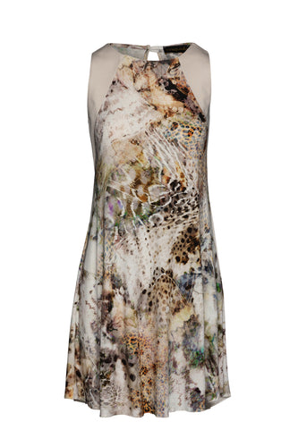 Abstract Animal Print Dress in Sand