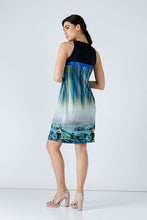 Load image into Gallery viewer, A Line Navy Blue Print Dress