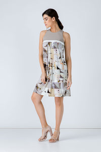 A Line Beige Print Dress