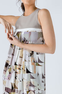 A Line Beige Print Dress