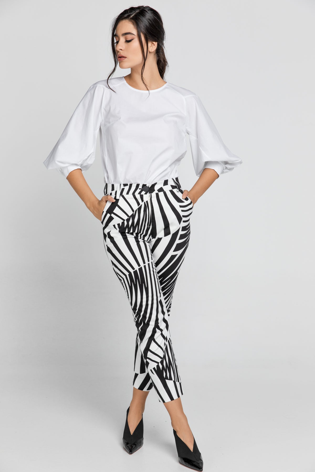 White Top with Bishop Sleeves