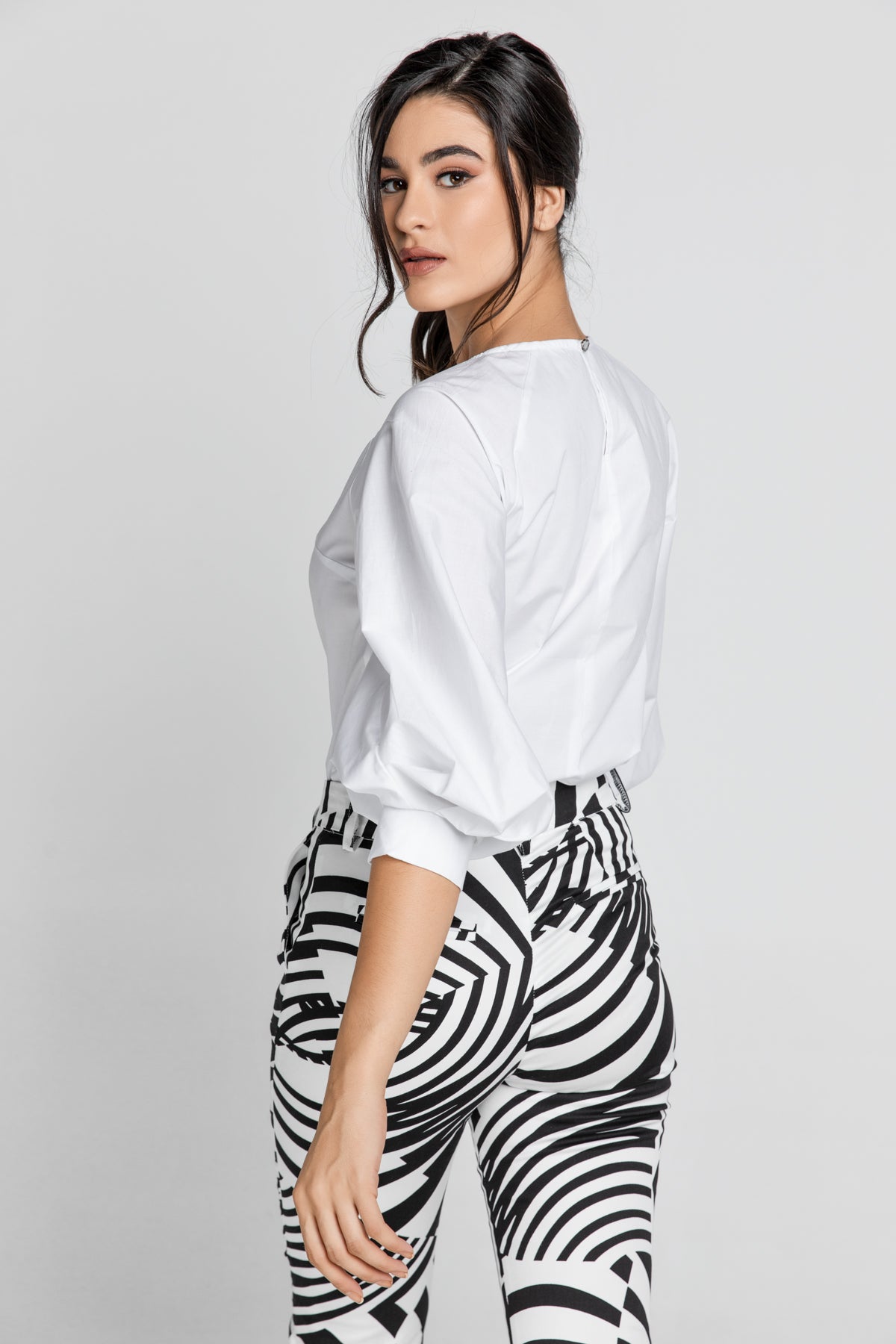 White Top with Bishop Sleeves