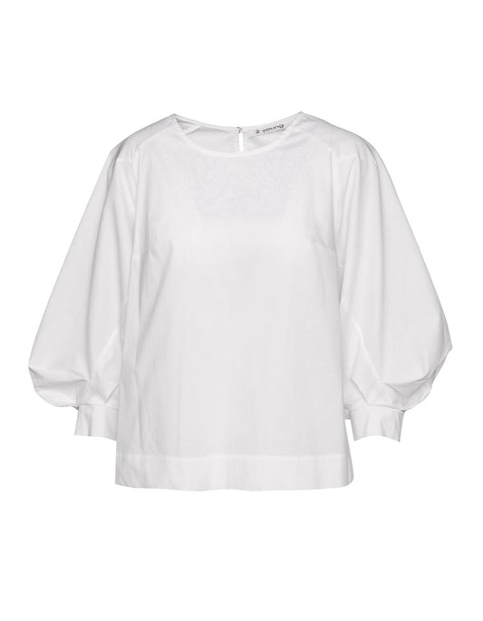 White Top with Bishop Sleeves