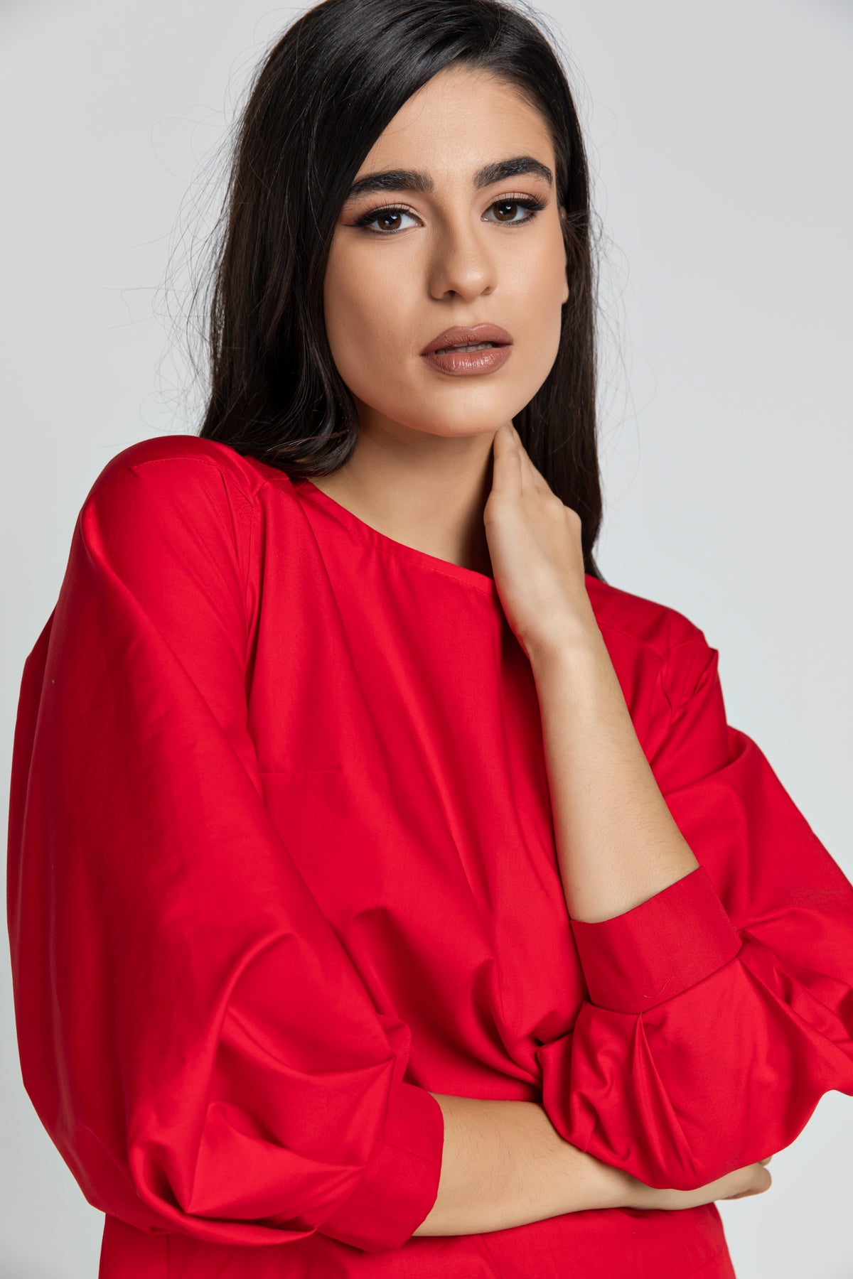 Red Top with Bishop Sleeves