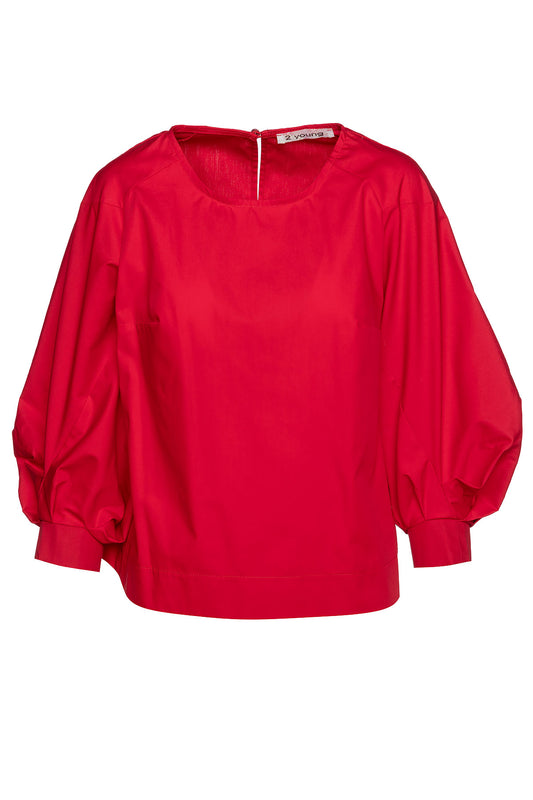 Red Top with Bishop Sleeves