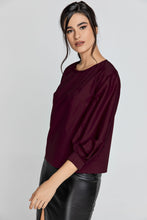 Load image into Gallery viewer, Wine Color Top with Bishop Sleeves by Conquista