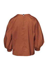 Chocolate Top with Bishop Sleeves in sustainable fabric.