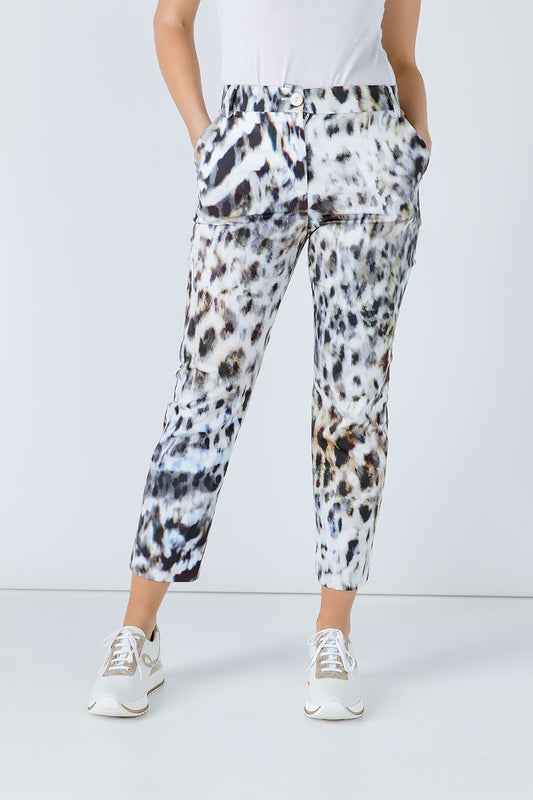 Conquista Παντελόνι 7/8 Casual Με Τσέπες Animal Print Βαμβάκι Ελαστάνη Πολύχρωμο C191-221-99