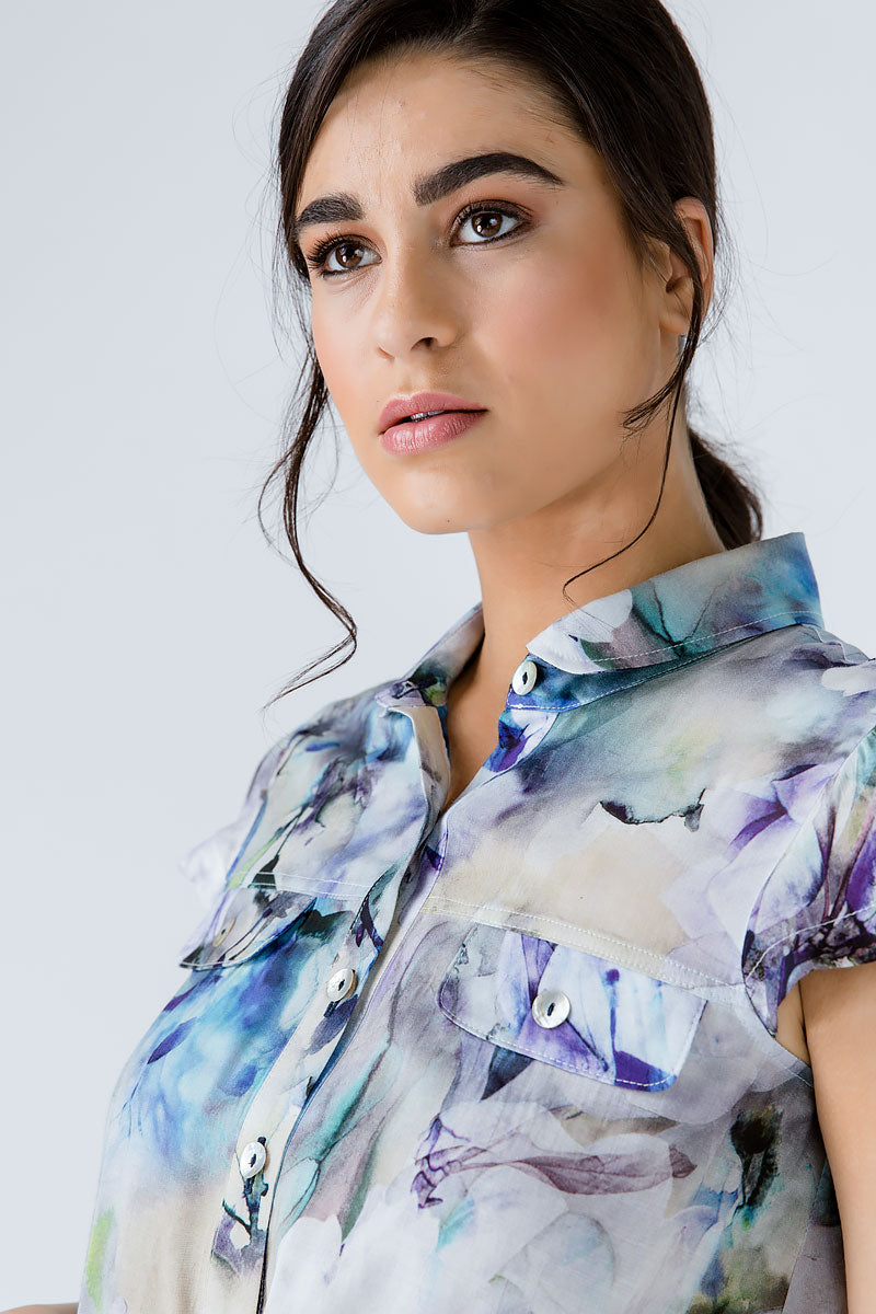 Conquista Πουκάμισο Casual Κοντομάνικο Με Κουμπιά Floral Πολύχρωμο C191-250-99