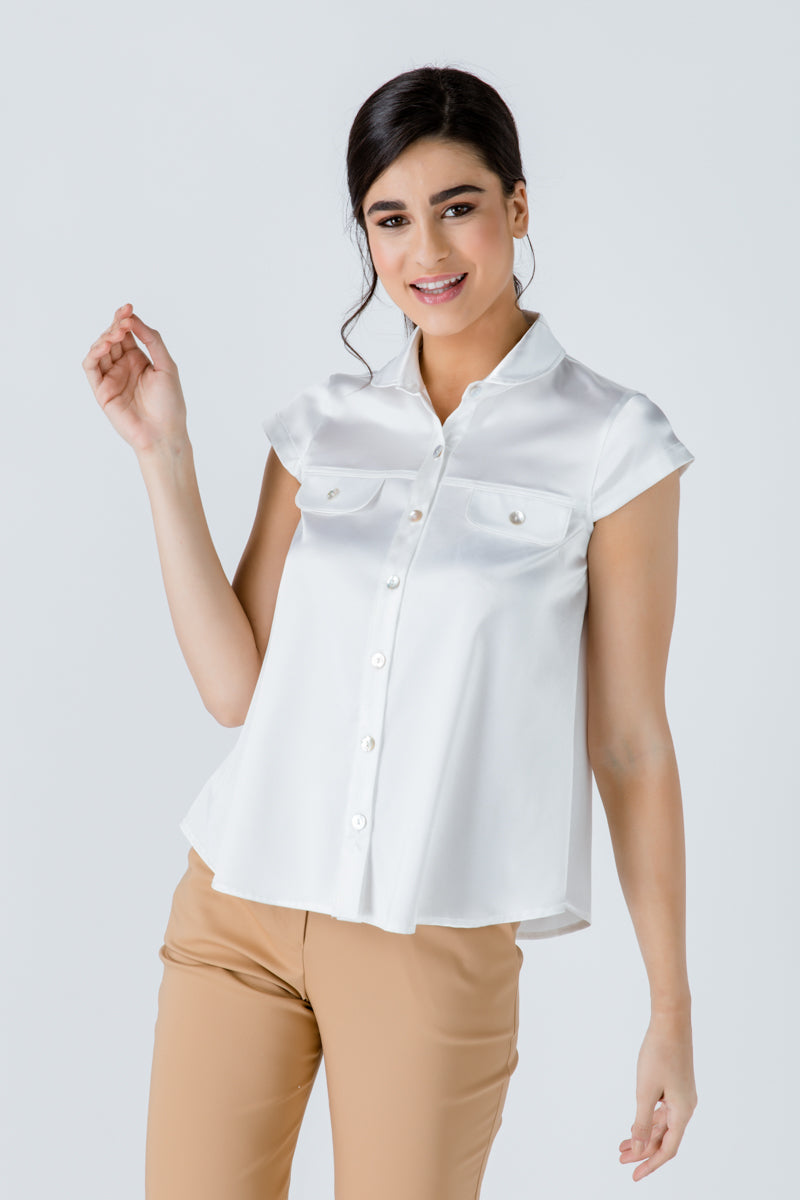 Ecru Cap Sleeve Shirt