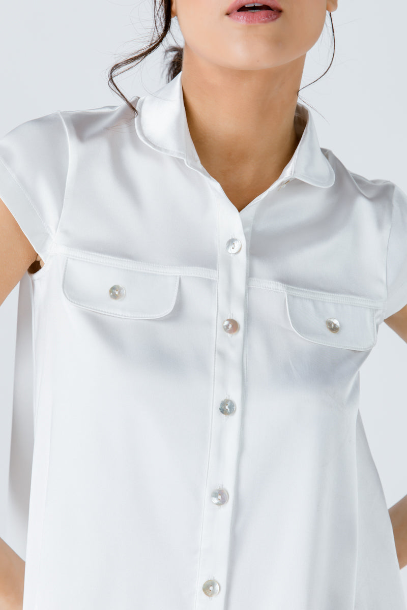 Ecru Cap Sleeve Shirt