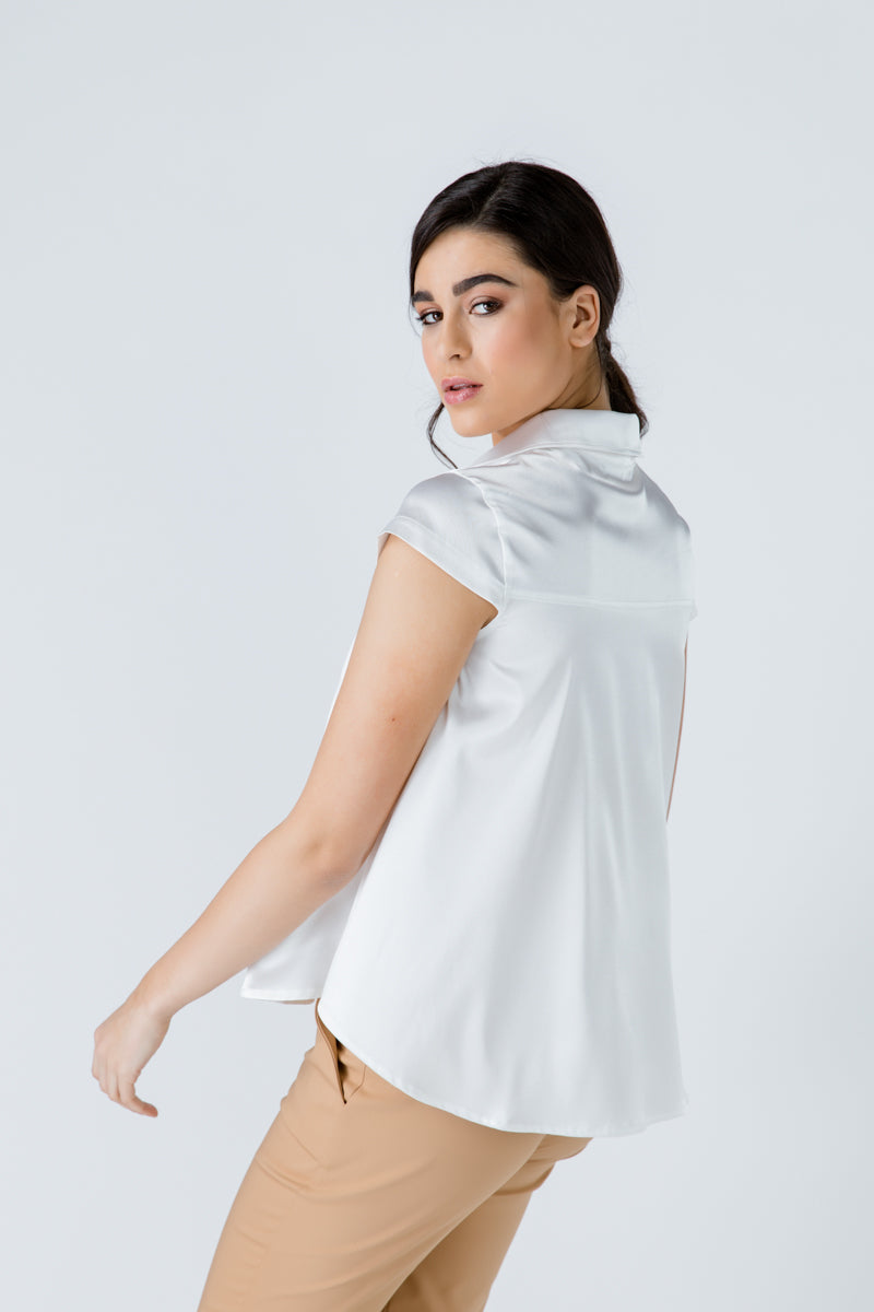 Ecru Cap Sleeve Shirt