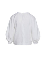 Load image into Gallery viewer, White Bishop Sleeve Jacquard Top in Sustainable Fabric
