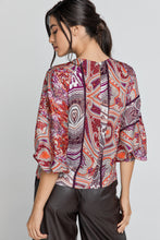 Load image into Gallery viewer, Red Print Top with Bishop Sleeves