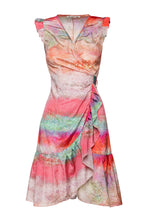 Load image into Gallery viewer, Sunset Hues Abstract Print Light Satin Dress