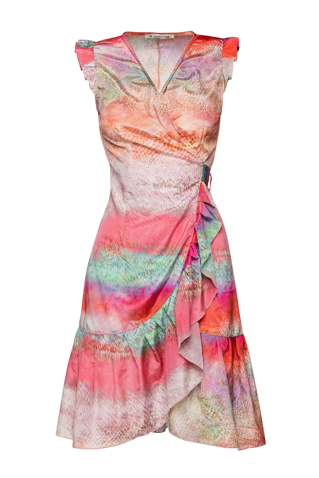 Sunset Hues Abstract Print Light Satin Dress