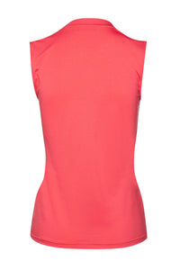 Coral Sleeveless Faux Wrap Top