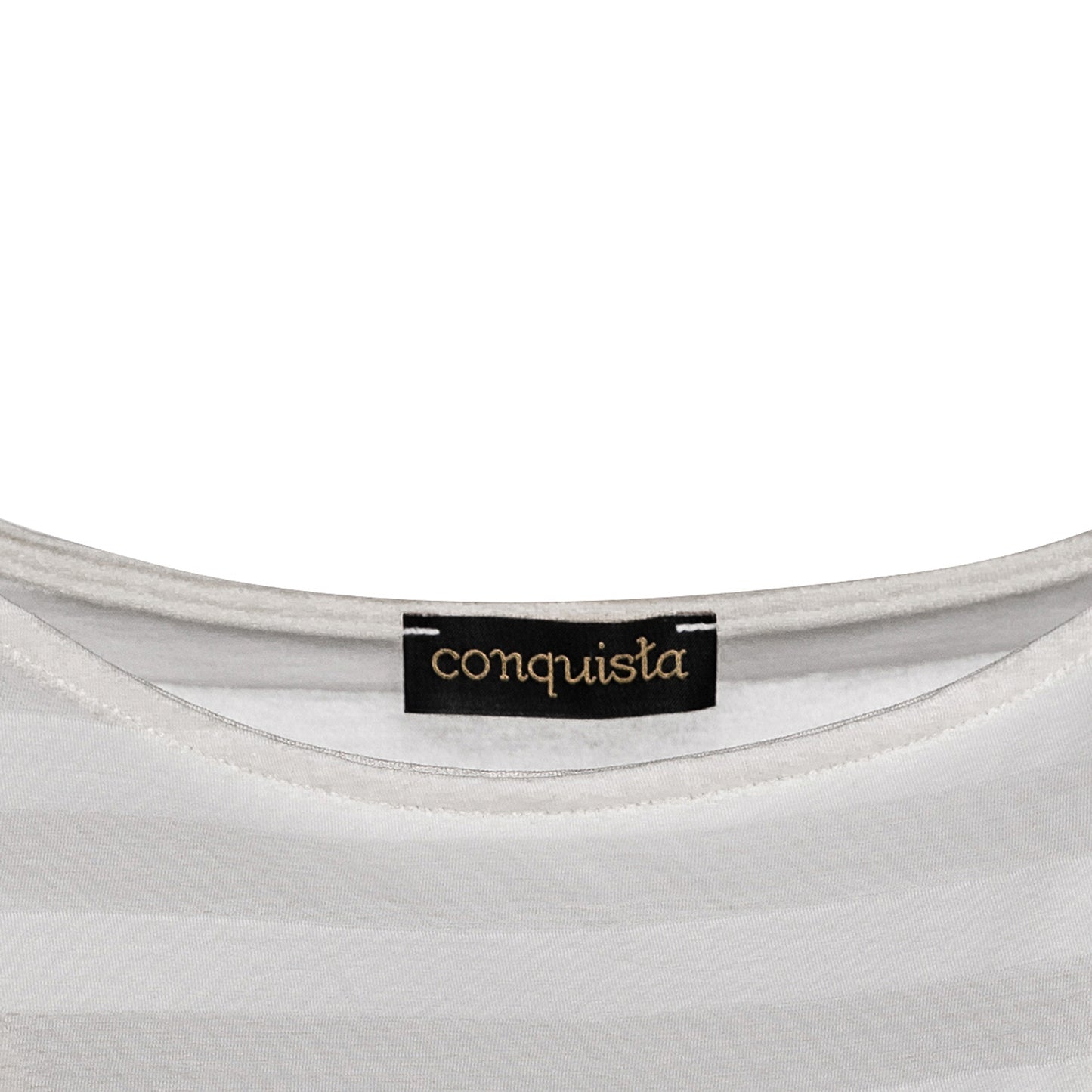 Conquista Μπλούζα Casual Στρογγυλή Λαιμόκοψη Κοντομάνικη Ριγέ Βαμβάκι Εκρού C200-032-15