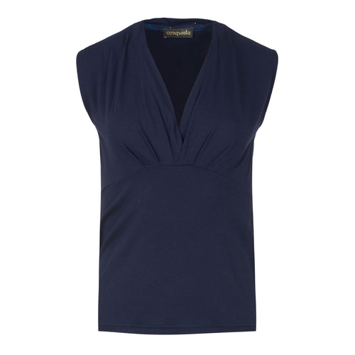 Navy Faux Wrap Sleeveless Top