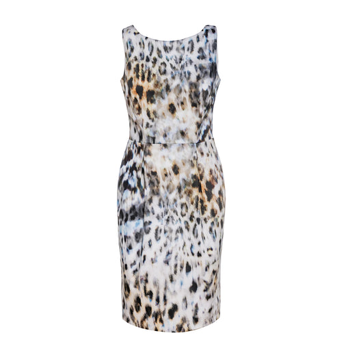 Sleeveless Fitted Animal Print Dress in Cotton Elastane