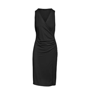 Wrap Style Sleeveless Dress in Black