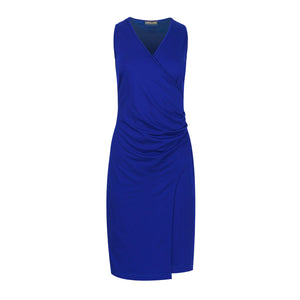 Wrap Style Sleeveless Dress in Electric Blue