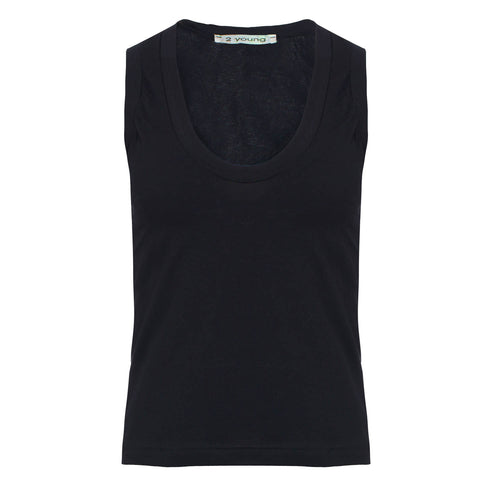 Black Cotton Sleeveless Top