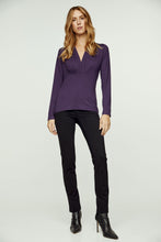 Load image into Gallery viewer, Ink Long Sleeve Faux Wrap Top in Stretch Jersey Sustainable Fabric