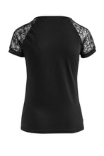 Load image into Gallery viewer, Black Top with Voile Sleeves in Stretch Jersey Sustainable Fabric.