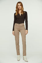 Load image into Gallery viewer, Brown Long Sleeve Faux Wrap Top in Stretch Jersey Sustainable Fabric