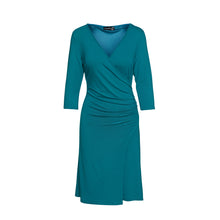 Load image into Gallery viewer, Faux Wrap Dress in Sustainable Fabric Jersey in Petrol