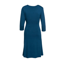 Load image into Gallery viewer, Faux Wrap Dress in Sustainable Fabric Dark Petrol Color