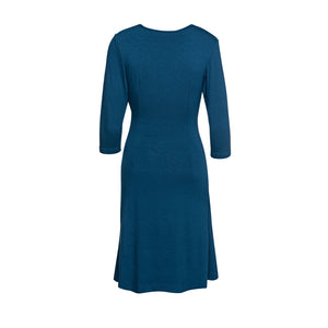Faux Wrap Dress in Sustainable Fabric Dark Petrol Color