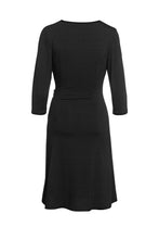 Load image into Gallery viewer, Black Faux Wrap Dress in Sustainable Fabric