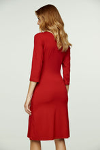 Load image into Gallery viewer, Red Faux Wrap Dress in Sustainable Fabric