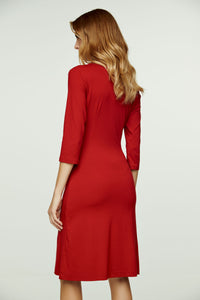 Red Faux Wrap Dress in Sustainable Fabric